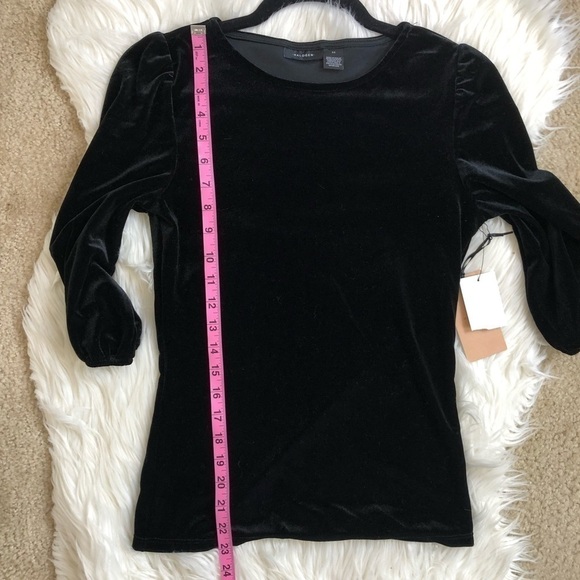 New Halogen Black Velour 3/4 Sleeve Blouse - Picture 9 of 10